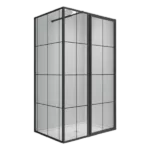 32" in W x 76" Aluminum Framed Square Hinged Shower Enclosure in Matte Black Color