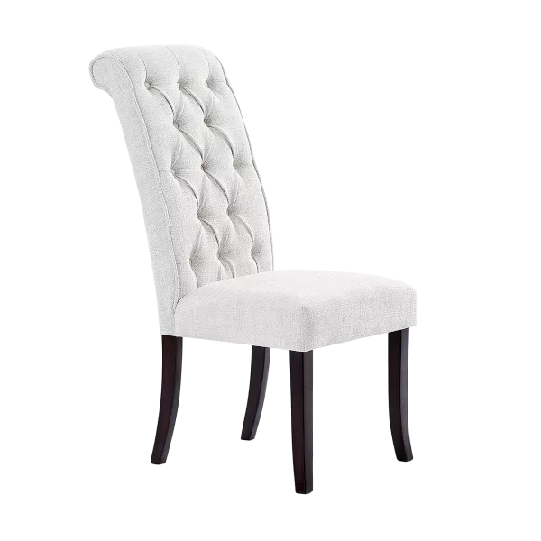 Modern Fabric Set of 2 Light Sky Dining Chairs with Wooden Legs And Frame