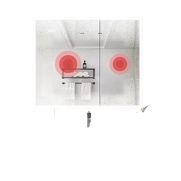 36x30 Inch LED Medicine Cabinet with Mirror, Dual Doors, Lighted Splendor, Defogger, Dimmer, Clock & Temp Display, 2 Outlets & USB Ports - Elevate Your Sanctuary with Functional Opulence."