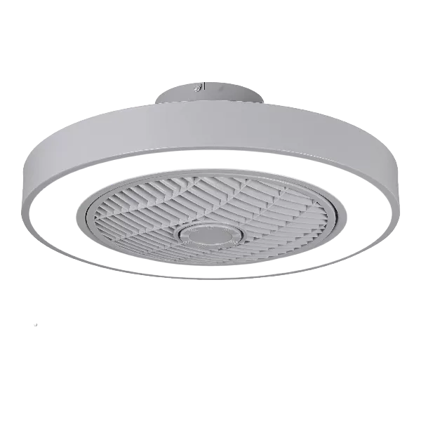 STANSS 20" Modern Bladeless Ceiling Fans with 3 Speeds Dimmable LED Lights and Remote Control Grey Low Profile Flush Mount Enclosed Ceiling Fan 6 Wind Speeds for Bedroom Kitchen Living Room