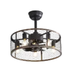 20 in. Indoor Black Caged Ceiling Fan with Lights Remote Control