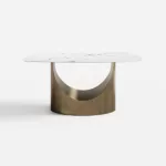 Gold + White Sintered Stone Dining Table