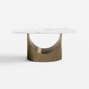 Gold + White Sintered Stone Dining Table
