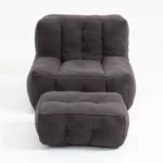 Comfortable Black bean bag Chair for adults and children, with memory foam and ottoman ideal for  living room, bedroom, apartment