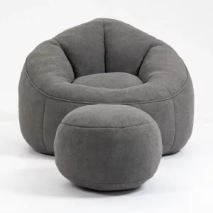 Modern Grey Microfiber Bean bag chair lazy High  Pressure Foam Filled with Footrest Ideal For  living room, bedroom