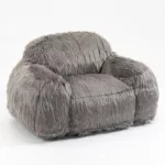 Modern Grey Faur Fux Bean bag chair lazy High-Density Foam Filled with Armrests Ideal For  living room, bedroom
