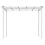 10 ft. Width x 10 ft. Length Iron Pergola Gazebo for Vines Pure Iron Chic Lid Cover Design Sleek Seams in White Color