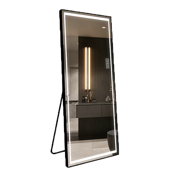 Mirror Full Length Mirror with Lights Wide Standing Tall Full Size Mirror for Bedroom Giant in Black