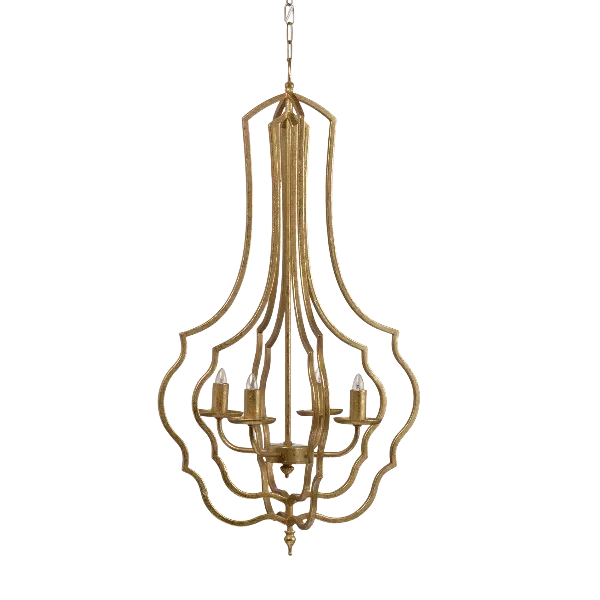 4 - Light Metal Chandelier, Hanging Light Fixture with Adjustable Chain for Dining Room Foyer Entryway, Bulb Not Included for Indoor