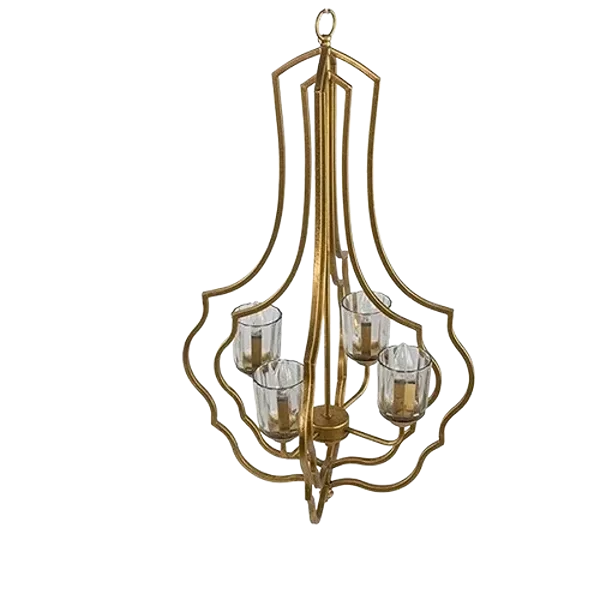 4 - Light Metal Chandelier, Hanging Light Fixture with Adjustable Chain for Kitchen Dining Room Foyer Entryway, Bulb Not Included For Indoor
