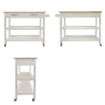 Kitchen Island & Kitchen Cart, Rubber Wood Top, Mobile Kitchen Island with Two Lockable Wheels, Simple Design for Easy Storing and Fetching, Two Drawers Give Unique Storage for Special Utensil.