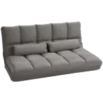 Metal Frame Dark Gray Folding Floor Sofa Chair with 2 Pillows, Adjustable Backrest and Headrest