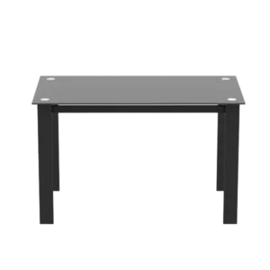 Modern tempered glass black dining table, simple rectangular metal table legs living room kitchen table