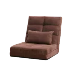 Metal Frame Brown Foldable  Leisure Sofa Bed of Adjustable  5 Reclining Position with One Pillow Ideal living room bed room.