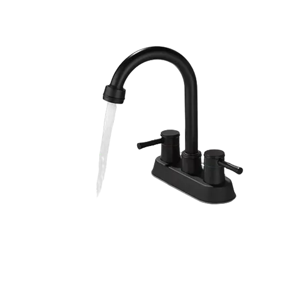2-Handle High Arc Bathroom Faucet with Copper Pop-Up Drain in Matte Black