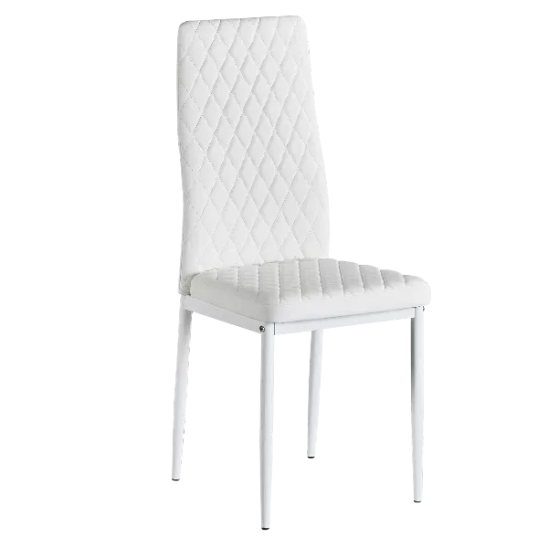 Modern White Set of 6 Minimalist Dining Chairs of Metal Frame And Legs