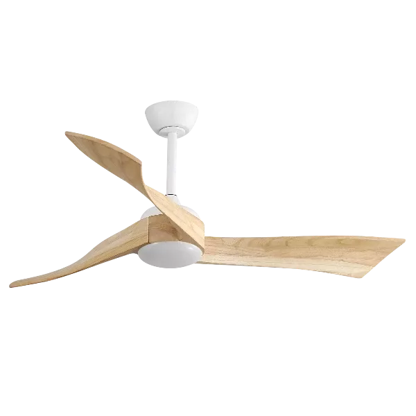 52 in. LED Light Indoor White and Oak Ceiling Fan With 6 Speed Remote Energy-Saving DC Motor