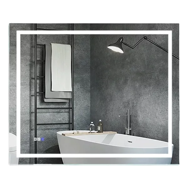 36" W Rectangular Led Light Bathroom Mirror for Vanity in Silver