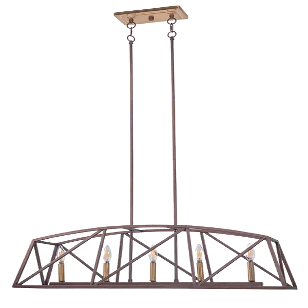 5-Light Bronze Kitchen Island Linear Pendant For Indoor