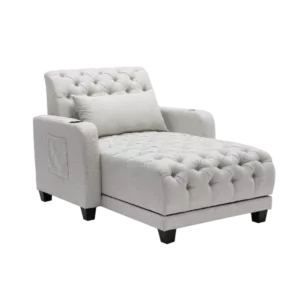 Modern Beige Fabric Leisure Sofa Couch of Wooden Frame and Legs with Pillow for Living Room & Guest Room