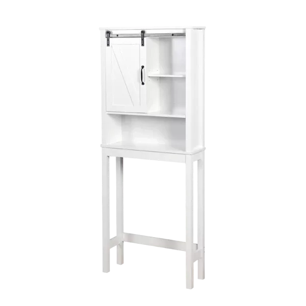 Over-the-Toilet Storage Cabinet, Space-Saving Bathroom Cabinet, with Adjustable Shelves and A Barn Door 27.16 x 9.06 x 67 inch