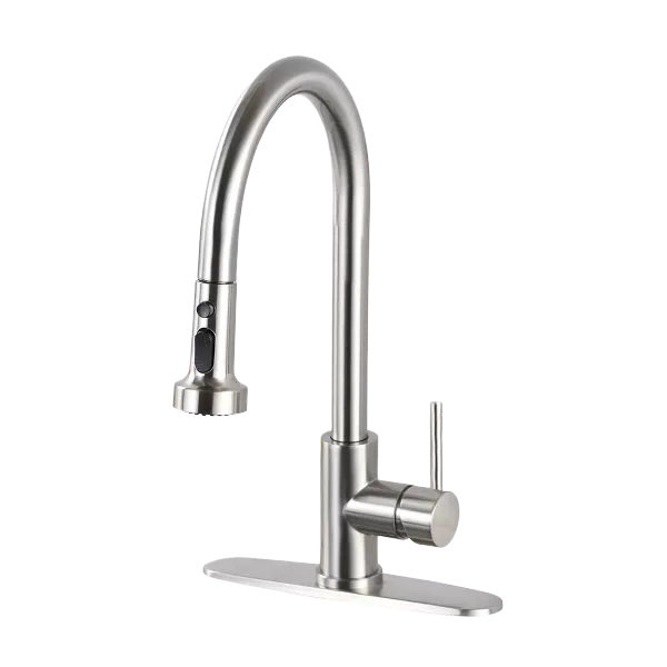 Single Handle Stainless Steel Pull Down Kitchen Faucet with Sprayer in Brushed Nickel