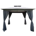 Outdoor Patio Garden Gazebo Canopy Tent,Outdoor Shading, Gray and Beige Color