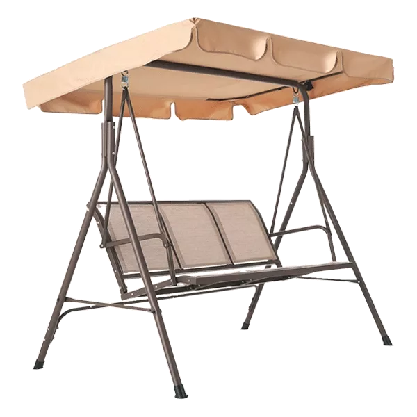 3-Seater Outdoor Metal Swing Chair in Beige With Elegant Design