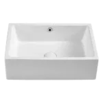 White Ceramic Rectangular Bathroom Vessel Sink with Drain