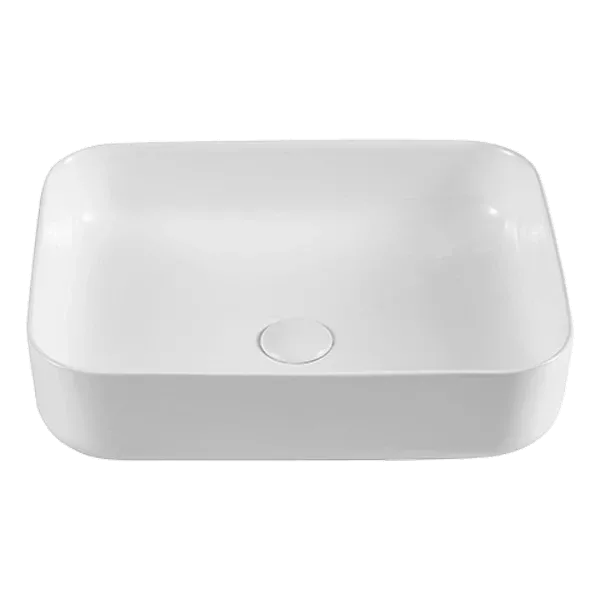 White Ceramic Rectangular Countertop Vessel Sink with Popup Drain and easy Maintenance