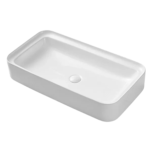 Single Bowl White Rectangular Ceramic Vessel Sink