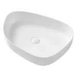 Ceramic Oval Bathroom Vessel Sink in White with Pop Up Drain