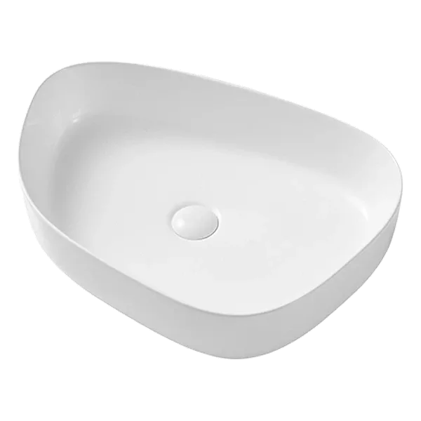 Ceramic Oval Bathroom Vessel Sink in White with Pop Up Drain