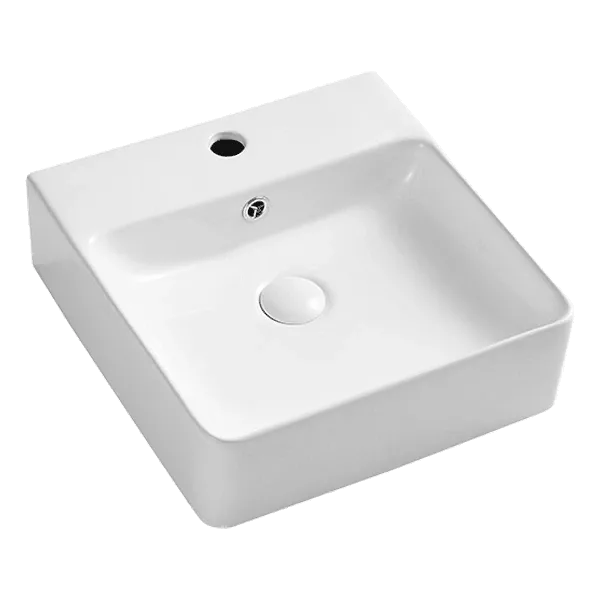 White Ceramic Rectangular Vessel Sink With Countertop Installation