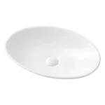 Ceramic Round Bathroom Vessel Sink with Countertop Installation in White