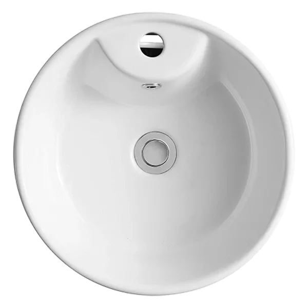 Tall White Ceramic Circular Pedestal Bathroom Sink with Pop Up Drain and Overflow