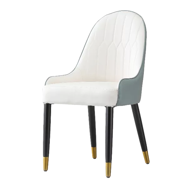Modern Beige PU Leather Dining Chair Set with Metal Legs For Dining Room