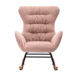 Luxurious Pink Velvet Rocking Chair - Metal Frame, Wooden Legs - Stylish Comfort for Any Room