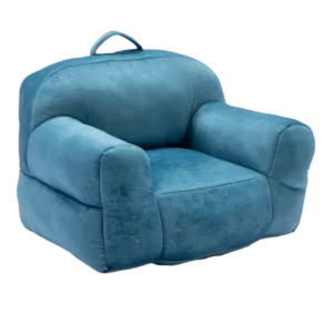 Blue Velvet Fabric Kid's Bean Bag Chair with Memory Sponge Stuffed
