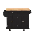 Kitchen Island Cart with Two Storage Cabinets and Two Locking Wheels,43.31 Inch Width,4 Door Cabinet and Two Drawers,Spice Rack, Towel Rack(Black)