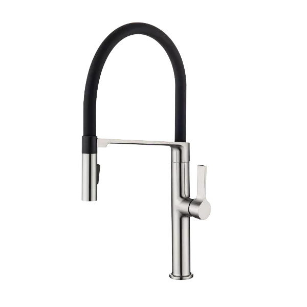 Pull Down Sprayer Spring Kitchen Sink Faucet in Brushed Nickel