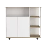 Benton 4-Shelf Kitchen Island Light Oak and White