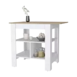 Adeline 3-Shelf Kitchen Island White and Macadamia