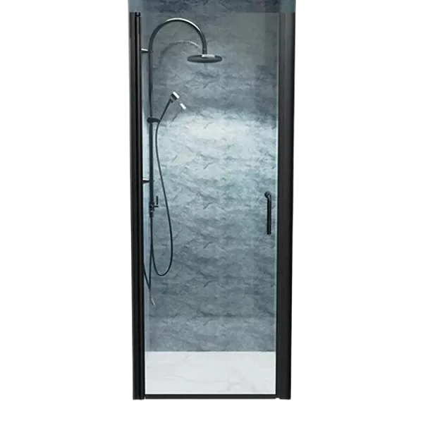 30 In. to 31-3/8 In. x 72 In. Semi-Frameless Pivot Shower Door in Matte Black With Clear Glass