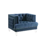 Modern Blue Velvet Single Sofa Chair of Wooden Frame And Legs Ideal For Living Room Bedroom