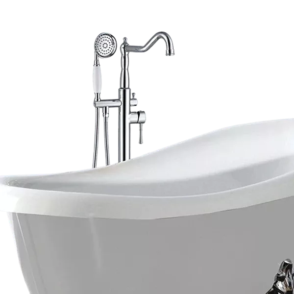Single Handle Floor Mounted Claw-foot Tub Faucet in Brushed Nickel