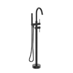 2 Handles Freestanding Bathtub Faucet with Hand Shower in Matte Black