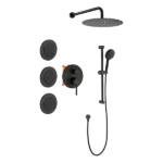 5-Spray Patterns with Wall Mount Dual Shower Heads in Matte Black