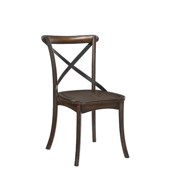 Modern Dark Oak & Black X-Back Dinning Chair of Wooden Frame And Legs For Dining Room