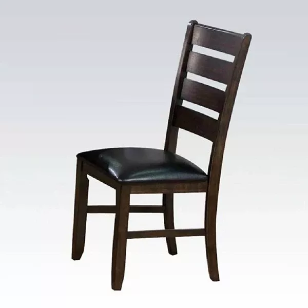 Urbana Side Chair (Set-2) in Black PU & Espresso 74624